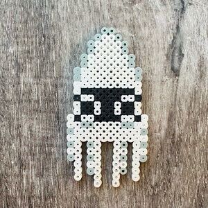 Blooper squid Mario Bros Nintendo magnet perler beads gift collectible